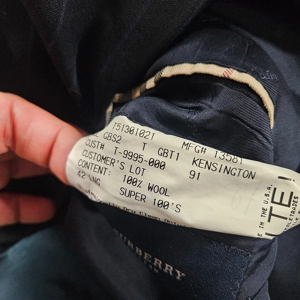 Burberry 42L Wool Suit Blazer Jacket‎ Men Navy Striped